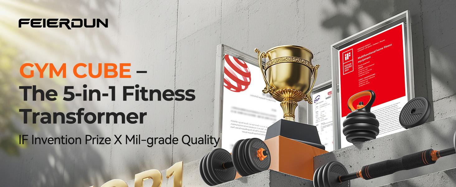 FEIERDUN Adjustable Dumbbells Set 20/45/70/90lbs, 5-in-1 Free Weights with Connector, Convert to Barbell/Kettlebell/Push-Up Stand, Home Gym Equipment for Men & Women#Summervibes summervibes,,summerwins