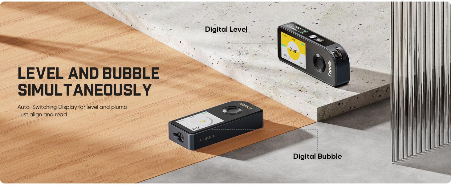 【FathersDayGift】Fanttik A11 Ultra 3-in-1 Laser Measuring Tool - 197Ft Rechargeable Range Finder with IPS Touch Screen, Side LCD, Wheel Roller, 3-Axis Self Levelling Laser Leveler Tool, User-Friendly Interface, Portable for Home DIY