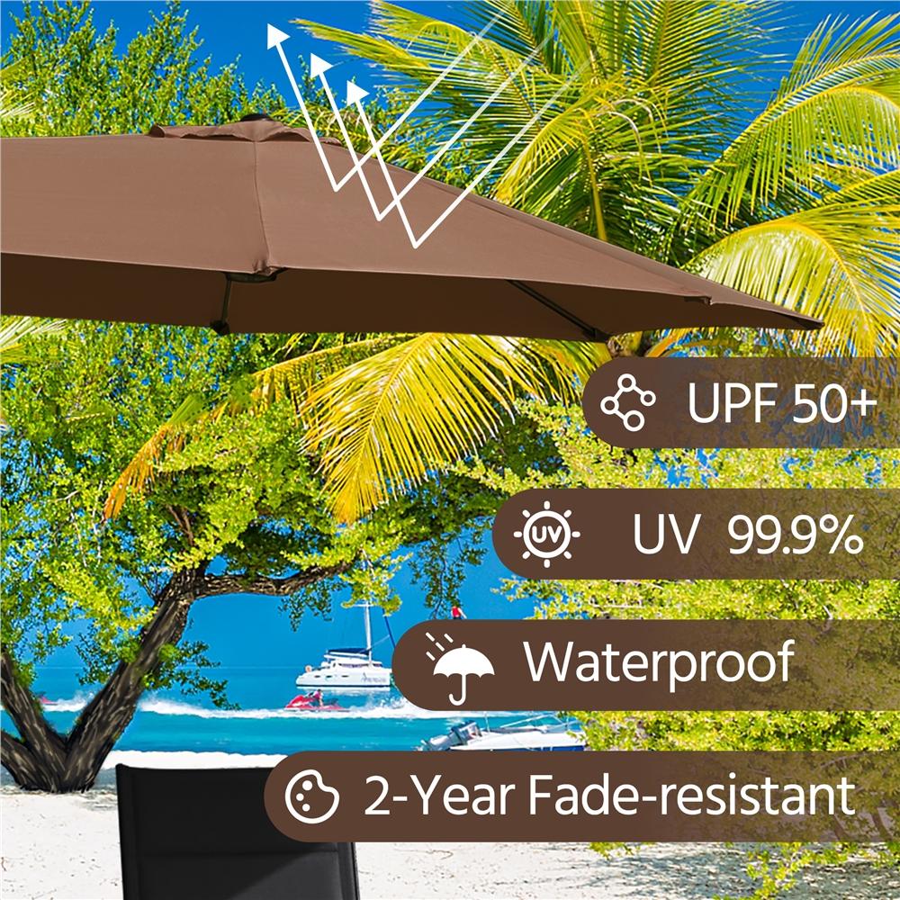 【On Sale】Yaheetech Massive 15/13ft Double-Sided Patio Umbrella | Heavy Duty & 2 Sandbags Included, Easy Crank for Garden Pool and Lawn