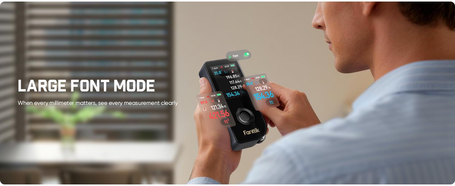 【FathersDayGift】Fanttik A11 Ultra 3-in-1 Laser Measuring Tool - 197Ft Rechargeable Range Finder with IPS Touch Screen, Side LCD, Wheel Roller, 3-Axis Self Levelling Laser Leveler Tool, User-Friendly Interface, Portable for Home DIY