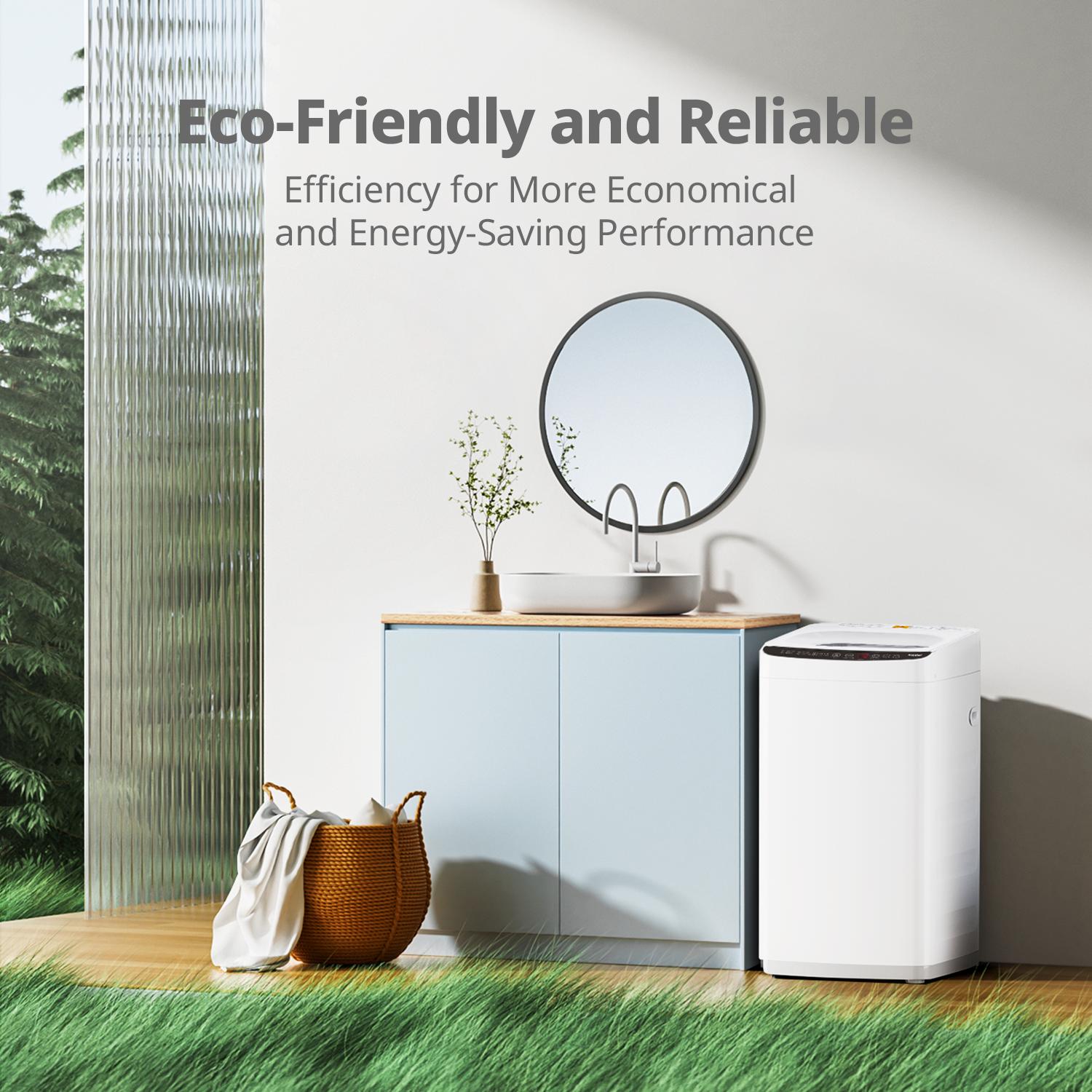 Comfee' Portable Washing Machine, 0.9 cu.ft Compact Washer With LED Display, with pump, 5 Wash Cycles, 2 Built-in Rollers, Space Saving Full-Automatic Washer, New Arrivals Comfee' Portable Washing Machine, 0.9 cu.ft Compact Washer With LED Display, with pump, 5 Wash Cycles, 2 Built-in Rollers, Space Saving Full-Automatic Washer, New Arrivals