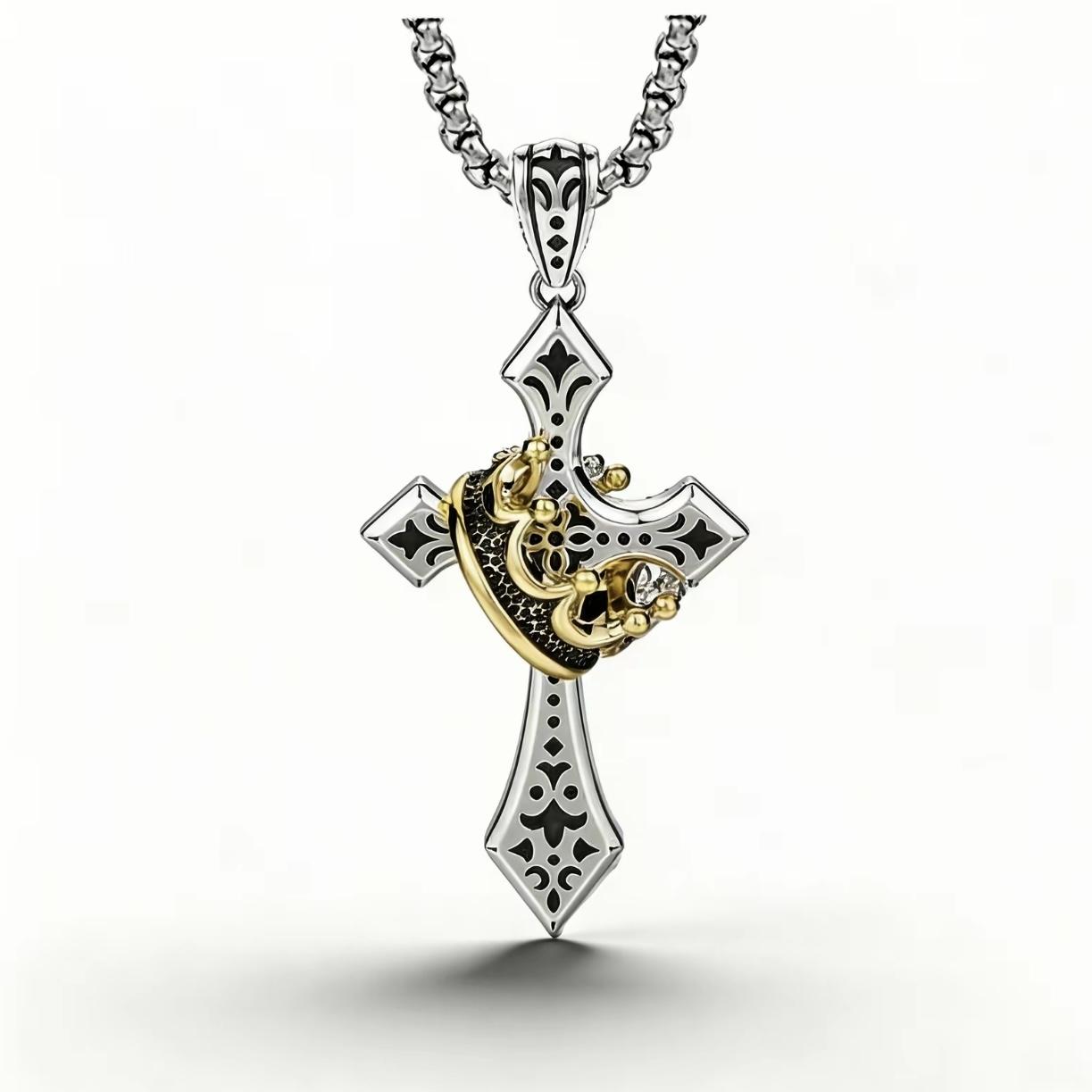 [2026 New Products] Crown Cross Necklace, Personalized, Versatile, Stylish Design Necklace men's jewelry