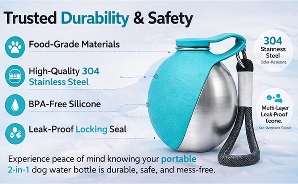 2-in-1 Portable Dog Water Bottle for Small Dogs