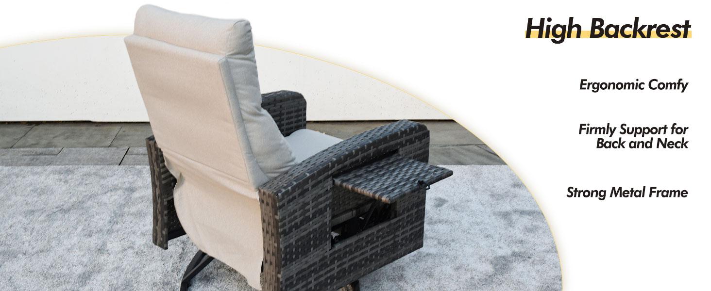 ZZWHOM PE Wicker Recliner Chair with Side Table – 1/2 PCS Set, Outdoor Patio Chair with Reclining Back, Swivel & Non-Swivel Options Available, All-Weather Resin Wicker Chair for Balcony Backyard Poolside