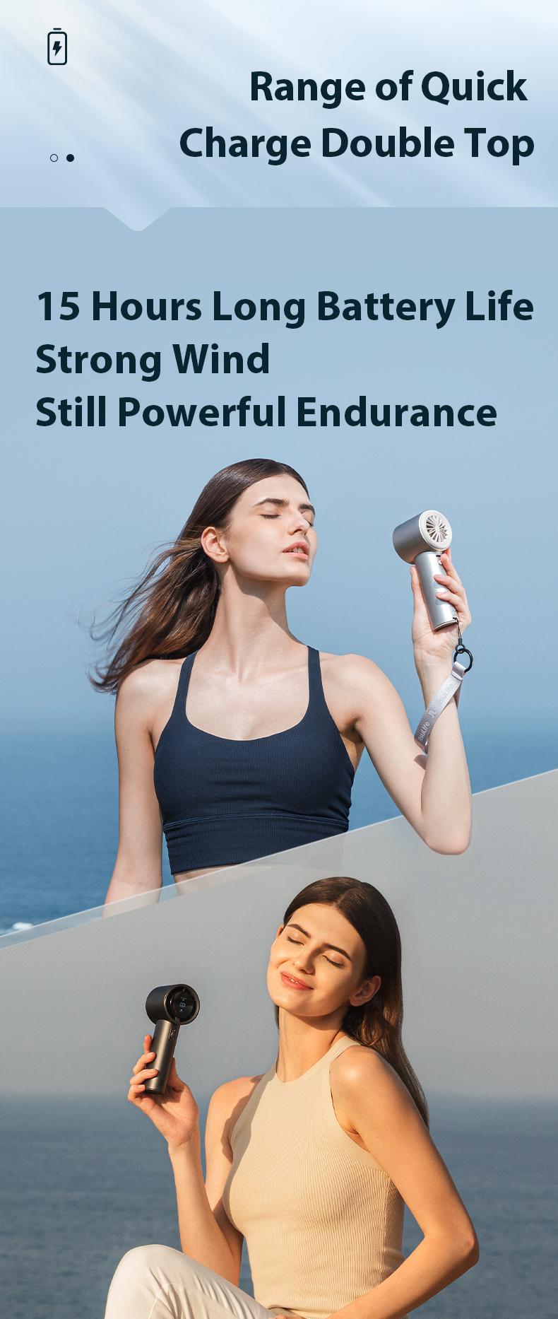 JISULIFE Handheld Fan PRO1 - 5000mAh Battery, 9m/s Wind Speed, Digital Display, USB Rechargeable, Portable Fan for Travel & Outdoor, Gifts for Women Men, Brushless Motor, 15000 RPM, 3-15 Hours Cooling