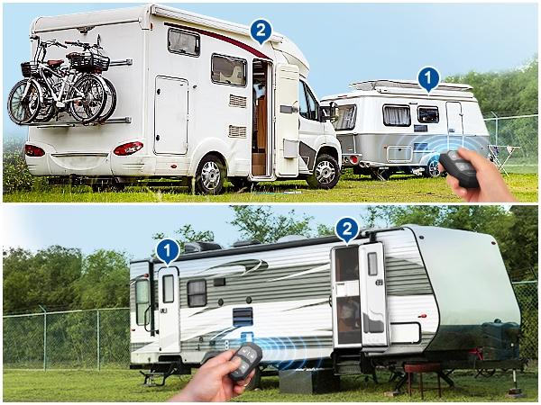RV Keyless Entry Door Lock - Anti-Theft Keypad Latch Handle for Travel Trailers & Campers - Includes 1 Lock, 2 Remotes & Install Kit (Fits Most Models)