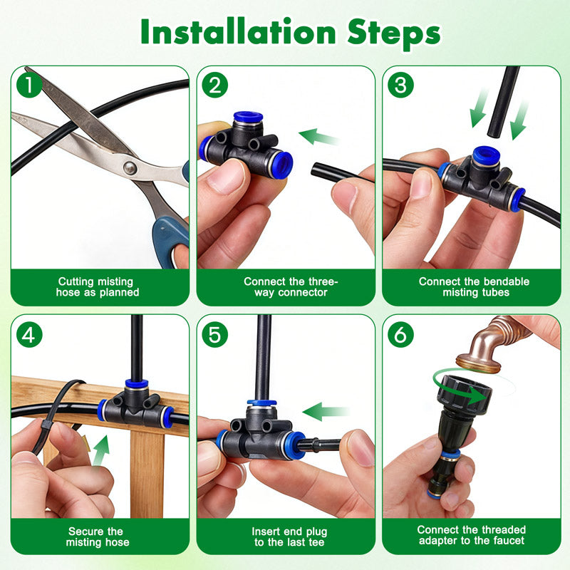 itoolmax 360 drip irrigation kit adjustable nozzle install steps