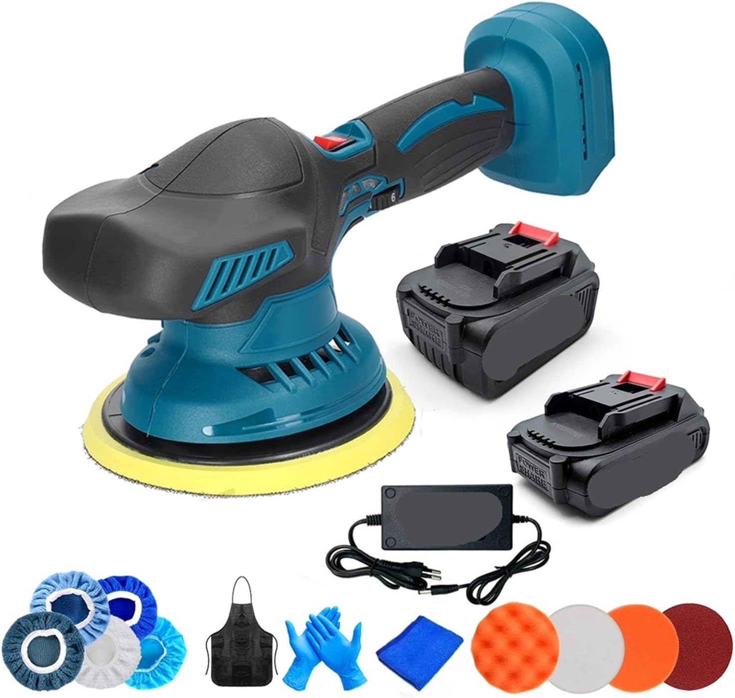 Polishing Machine Orbital Sander Cordless Car Polisher 6 Gears Electric Auto Polishing Cleaning Metal Waxing Wood Sanding Rust Removal Tool for Sanding, Polishing(NO Battery NO Plug)