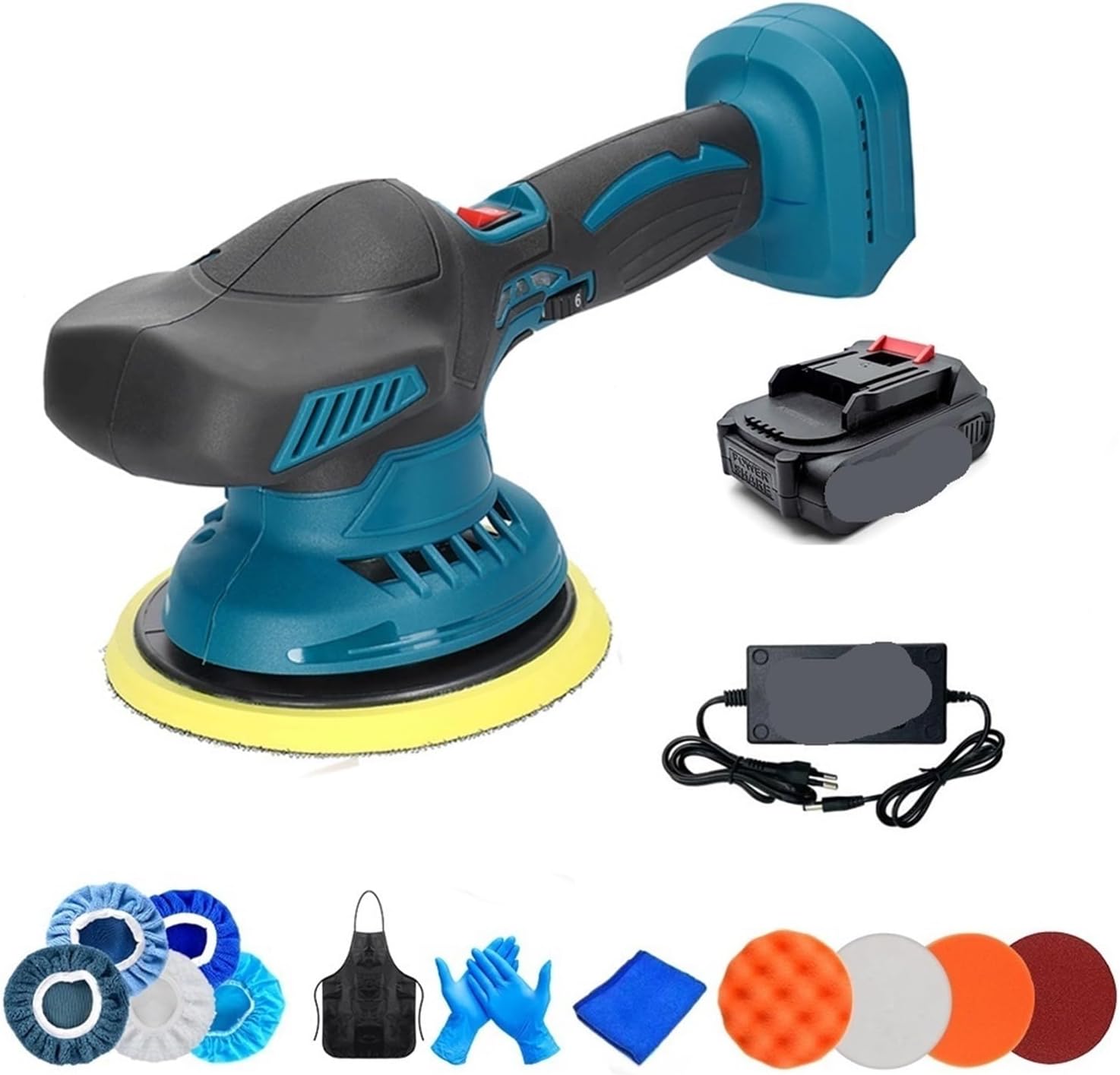 Polishing Machine Orbital Sander Cordless Car Polisher 6 Gears Electric Auto Polishing Cleaning Metal Waxing Wood Sanding Rust Removal Tool for Sanding, Polishing(NO Battery NO Plug)