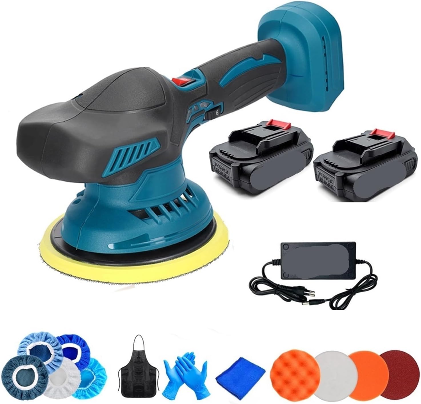 Polishing Machine Orbital Sander Cordless Car Polisher 6 Gears Electric Auto Polishing Cleaning Metal Waxing Wood Sanding Rust Removal Tool for Sanding, Polishing(NO Battery NO Plug)