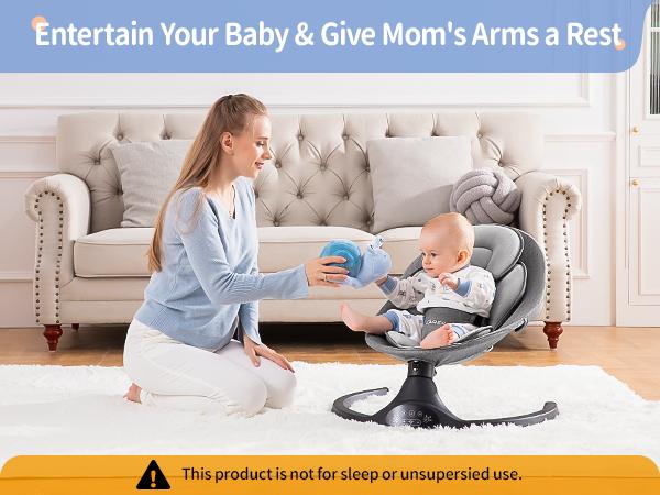 LAREX Baby Swing for Infants | Electric Bouncer for Babies,Portable Swing for Baby Boy Girl,Remote Control Indoor Baby Rocker with 5 Sway Speeds,1 Seat Positions,10 Music and Bluetooth SummerVibes