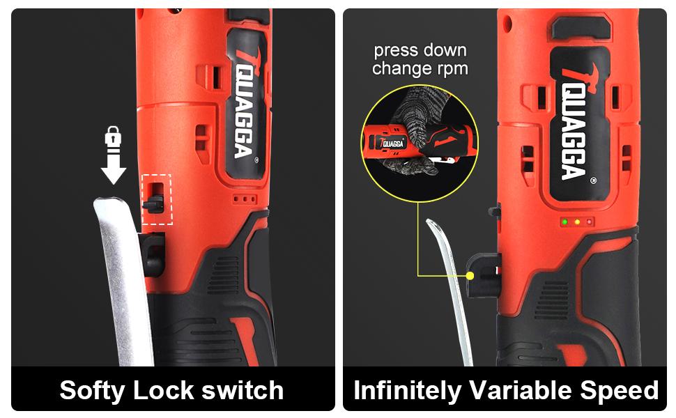 TQUAGGA 18V Extended Cordless Electric Ratchet Wrench Set, extended neck, variable speed, 18V, 3/8 "18V Cordless Electric Ratchet Wrench Set, Automotive Repair Tools, Electric Tools