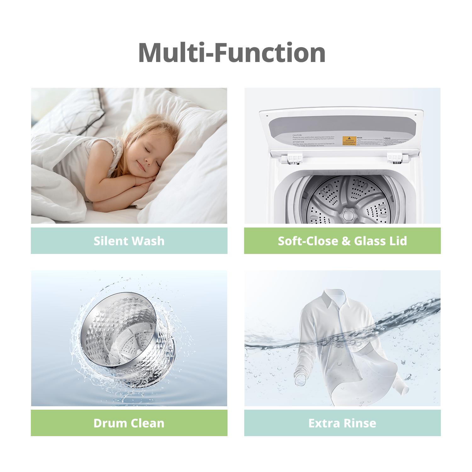 Comfee' Portable Washing Machine, 0.9 cu.ft Compact Washer With LED Display, with pump, 5 Wash Cycles, 2 Built-in Rollers, Space Saving Full-Automatic Washer, New Arrivals Comfee' Portable Washing Machine, 0.9 cu.ft Compact Washer With LED Display, with pump, 5 Wash Cycles, 2 Built-in Rollers, Space Saving Full-Automatic Washer, New Arrivals