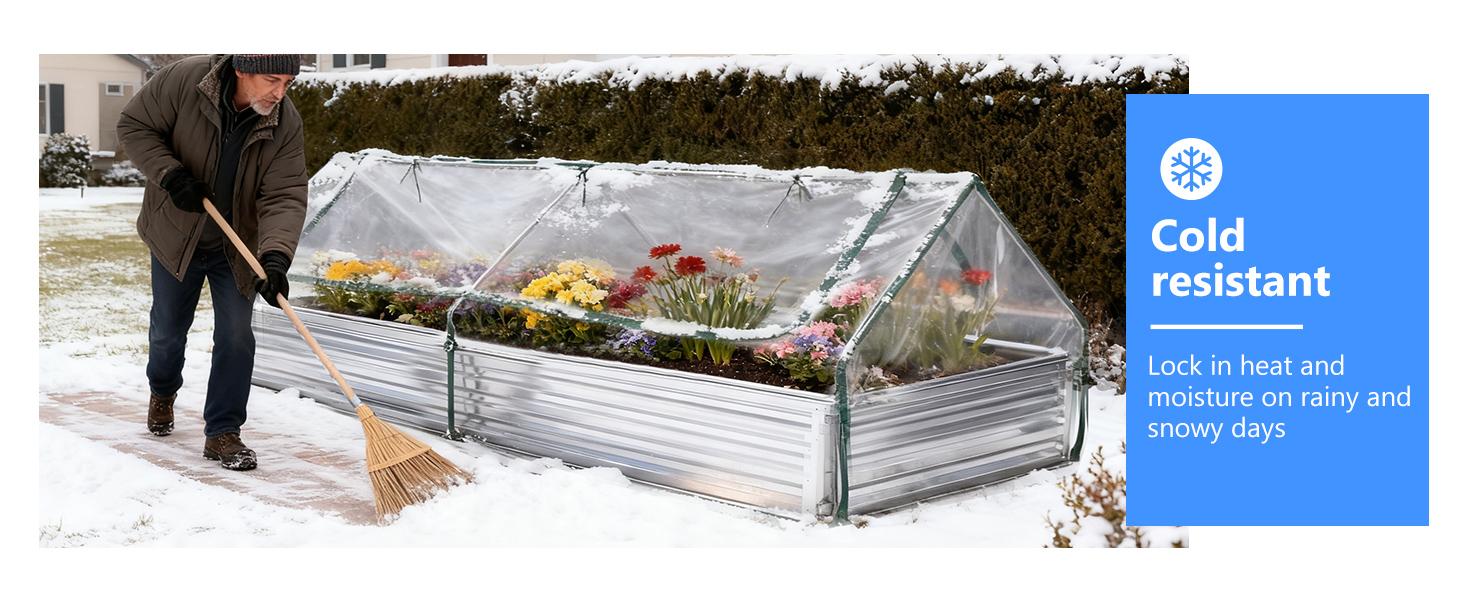 Outdoor Raised Garden Bed with Waterproof Cover for Growing Vegetables, Cold-Resistant Planter Box Kit with Large Screen Windows for Herbs & Flowers Outdoor Raised Garden Bed with Waterproof Cover for Growing Vegetables, Cold-Resistant Planter Box Kit with Large Screen Windows for Herbs & Flowers