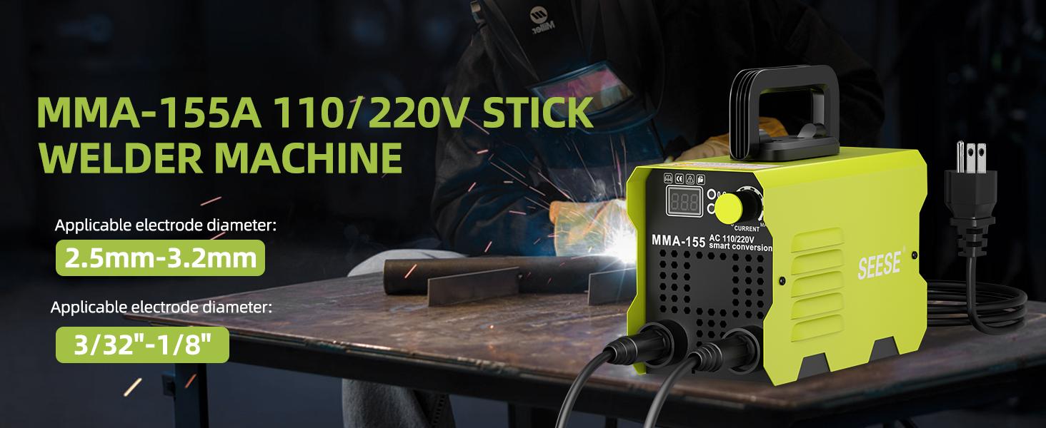【FathersDayGift】SEESE 155Amp MINI Portable Welding Machine, Stick Welder, AC 110/220V smart conversion, LED Display Digital Welder, Portable MMA Arc Welder fathersdaygift