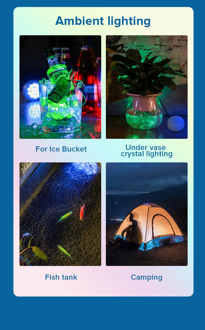 SANSI RGB Pool Lights with RF Remote & Timer &ndash; Waterproof, Battery Operated, Flash/Fade/Smooth Modes, Magnetic & Suction Installation &ndash; Portable for Showers, Pools, Outdoors &ndash; Perfect for Garden SummerVibes