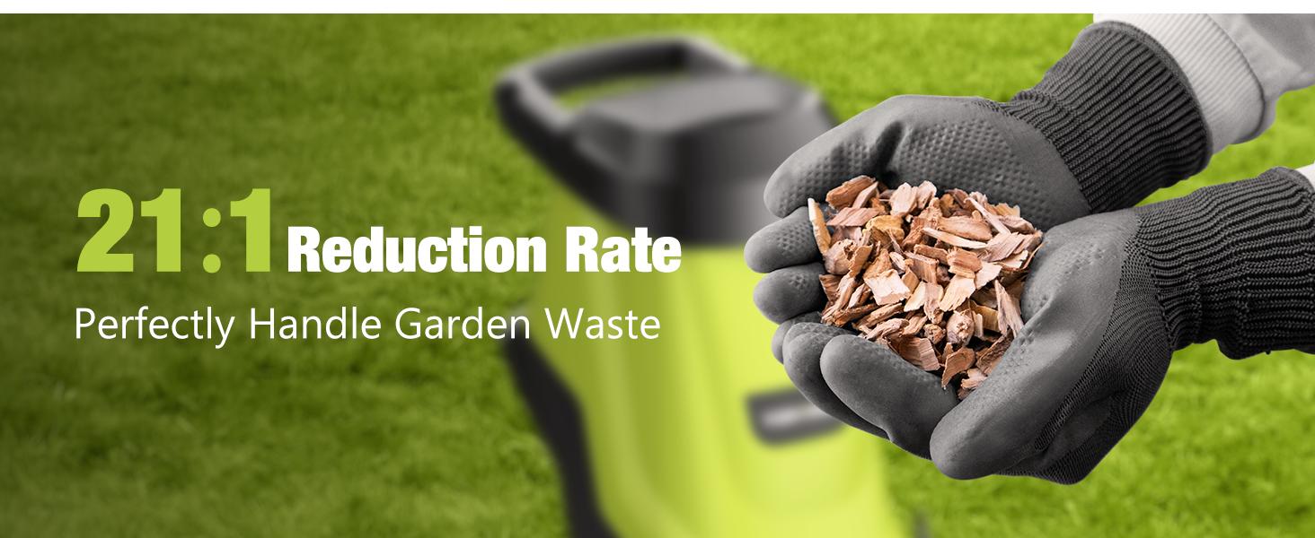 15-Amp Wood Chipper & Shredder, with 1.8" Feed Hopper, 45L Collection Bag, for Yard Waste, Branches, and Leaves.