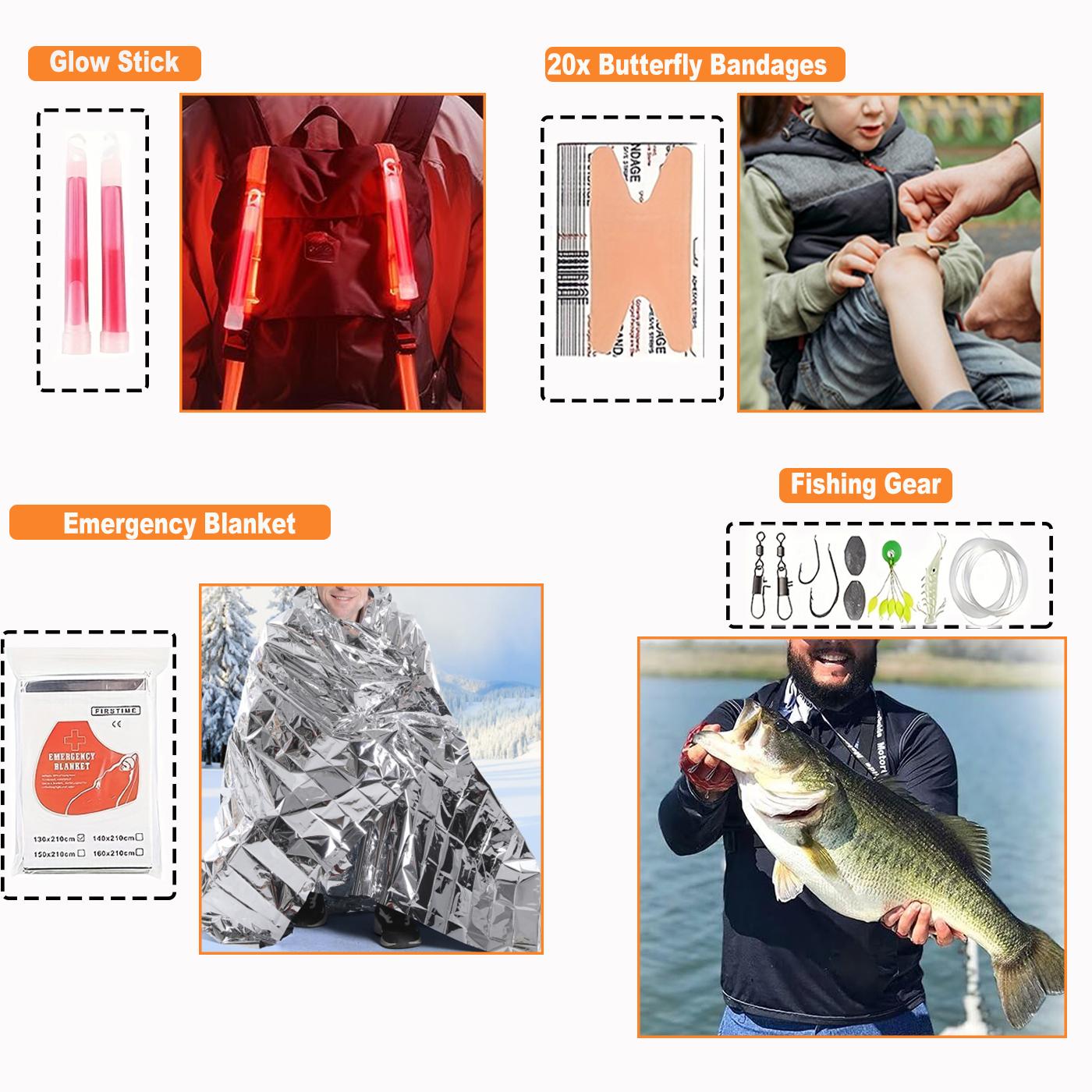 Survival First Aid Kits, Professional Survival Gear Equipment Tools First Aid Supplies kit for SOS Emergency Hiking Hunting Disaster Camping Adventures, Father's Gift