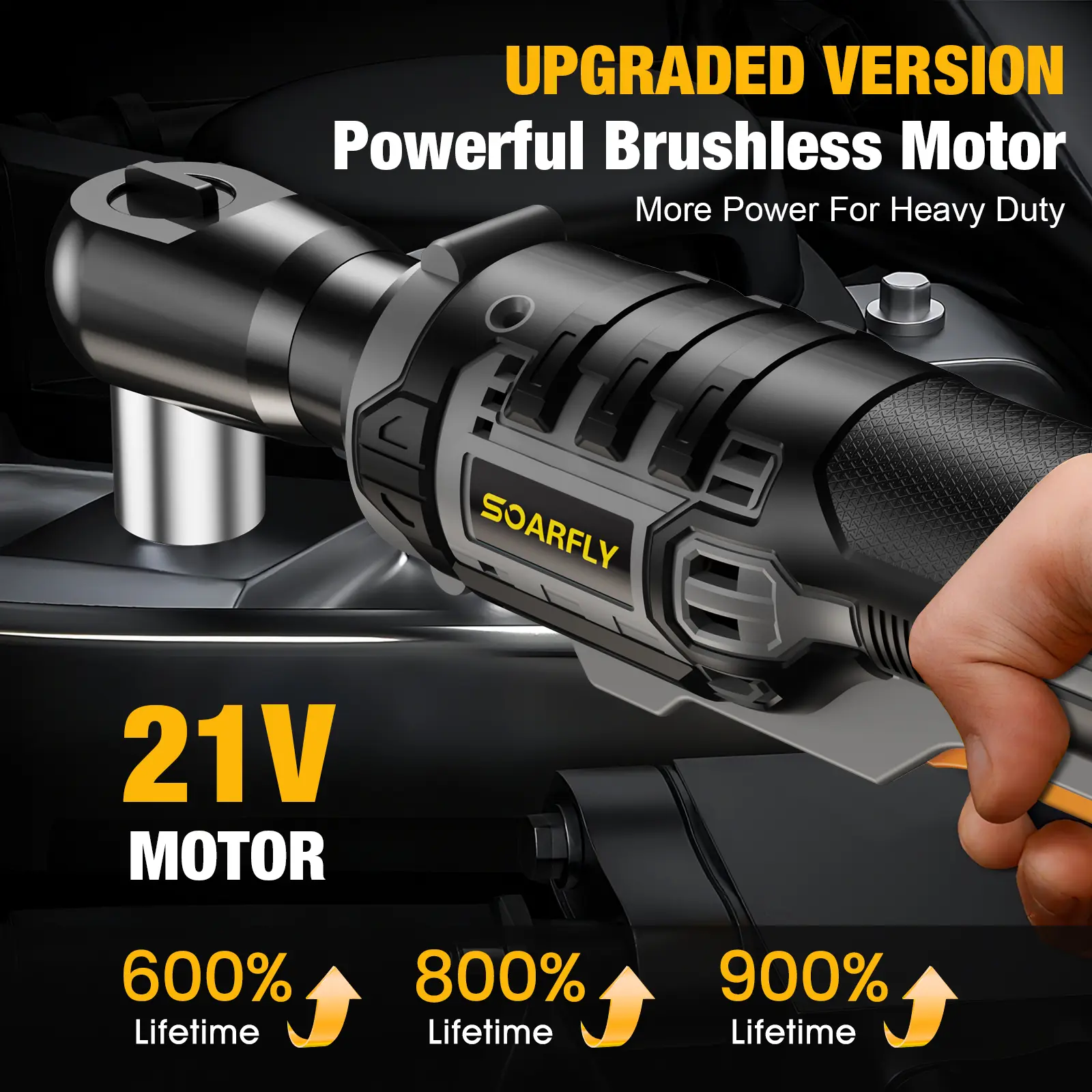3/8" Electric Ratchet, 250RPM, 2 x 21V Batteries, With Variable Speed, 8 Sockets, 1/4" and 1/2" Adapter, 3" Extension Bar