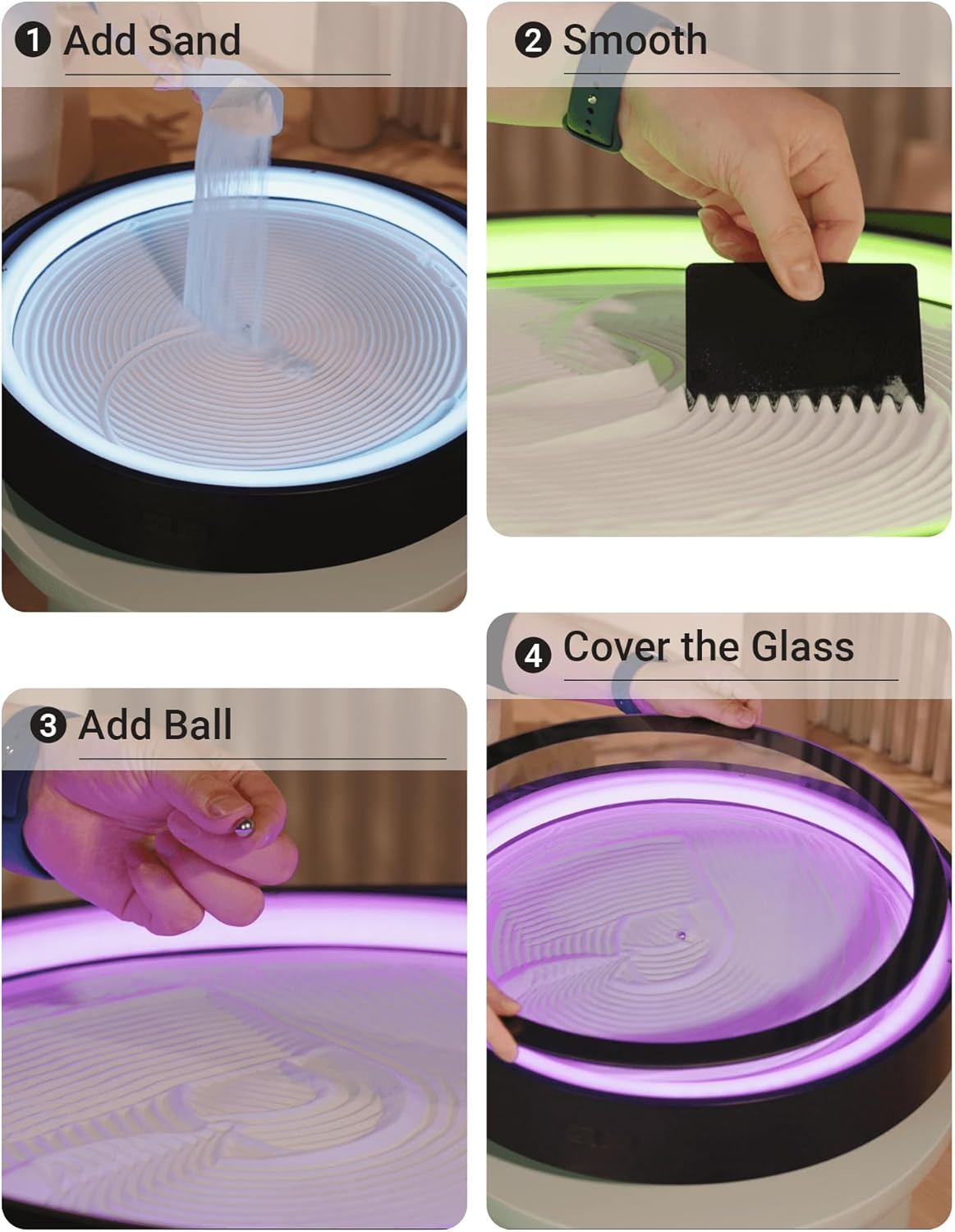 20" Automatic Zen Drift Sandscape – App-Controlled Sand Drawing Table with DIY Pattern Design, LED Ambient Light & Moving Sand Display for Creative Home Decor