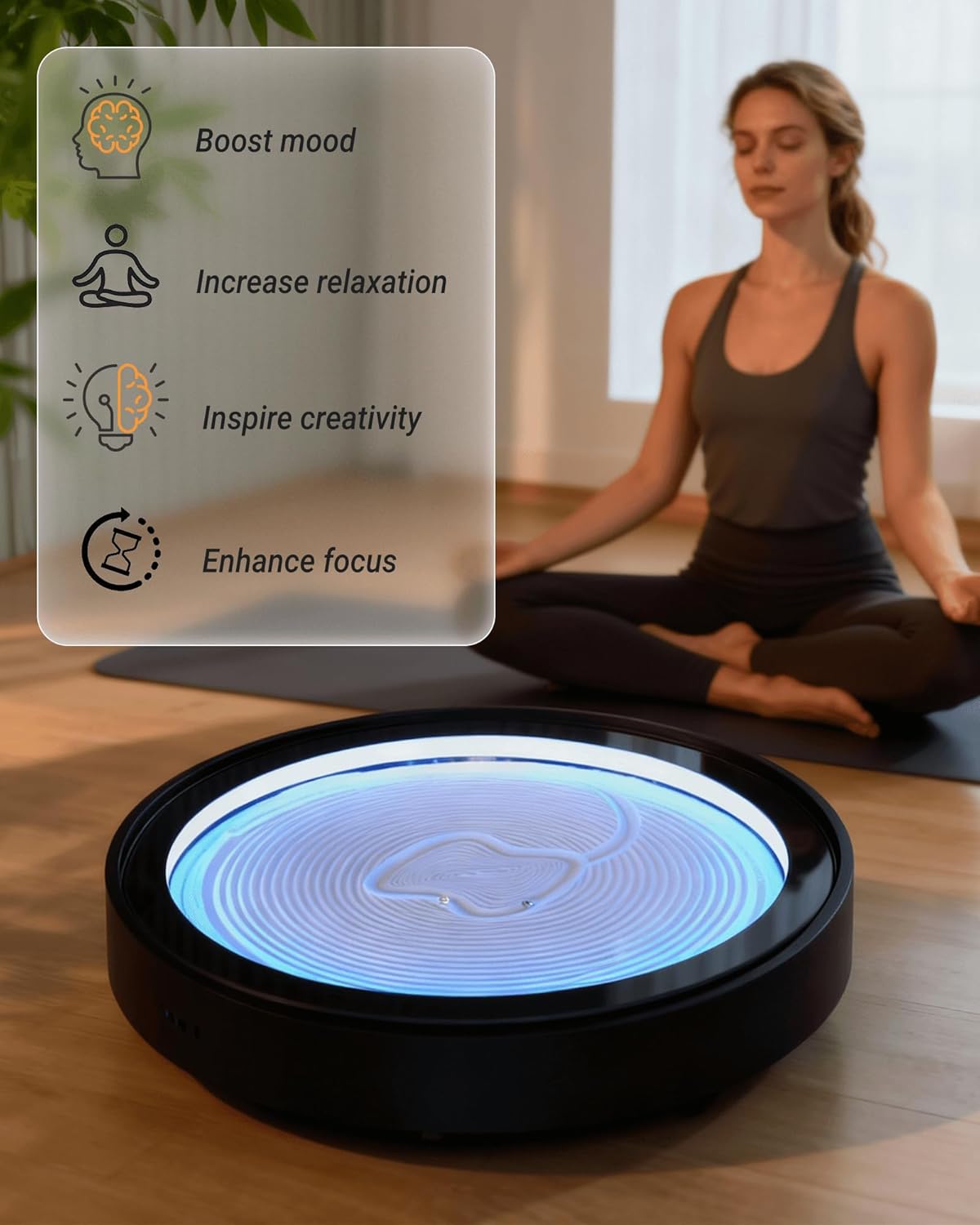 20" Automatic Zen Drift Sandscape – App-Controlled Sand Drawing Table with DIY Pattern Design, LED Ambient Light & Moving Sand Display for Creative Home Decor