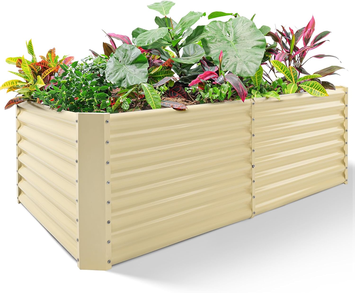 Galvanized Raised Garden Bed, Planter Boxes Outdoor, Raised Garden Beds Outdoor for Vegetables, Flowers, Herbs