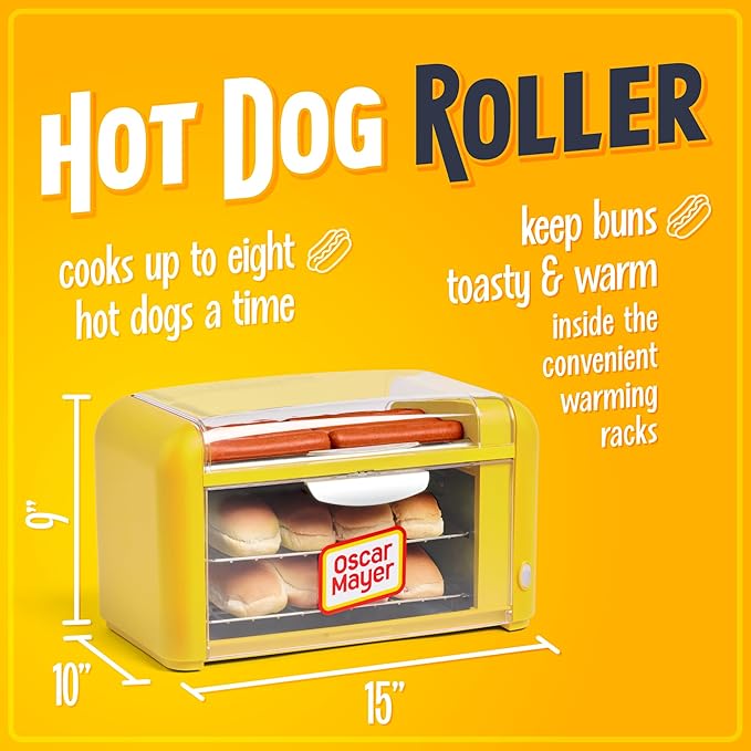 Hot Dog Roller & Bun Warmer – Easy Indoor Hot Dog Cooker for Parties, Game Days & Family Fun