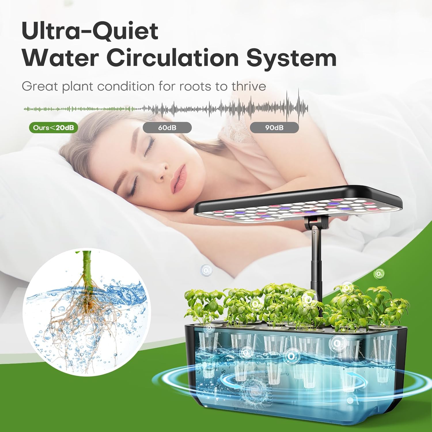 Indoor Garden Hydroponics Growing System: 10 Pods Plant Germination Kit Herb Vegetable Growth Lamp Countertop with LED Grow Light