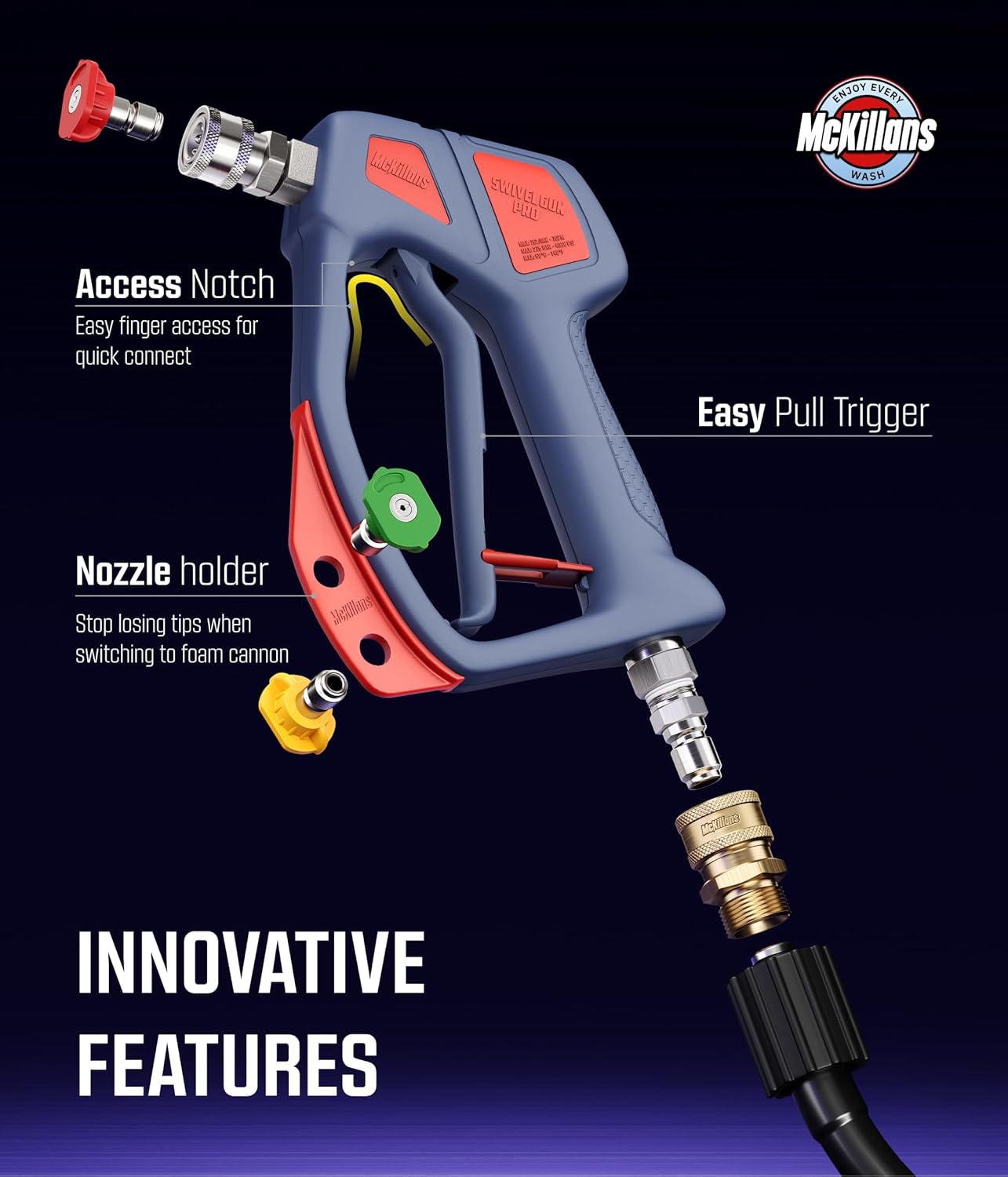 Pro 360° Swivel Short Pressure Washer Gun (Anti-Tangle)