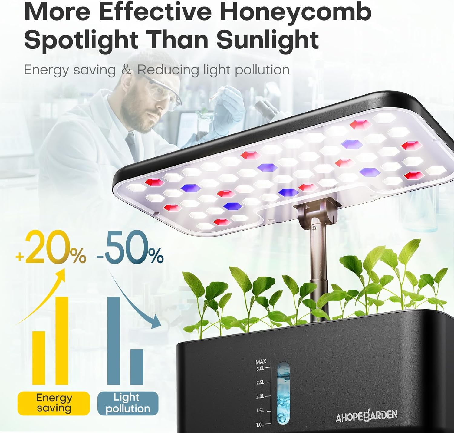 Indoor Garden Hydroponics Growing System: 10 Pods Plant Germination Kit Herb Vegetable Growth Lamp Countertop with LED Grow Light