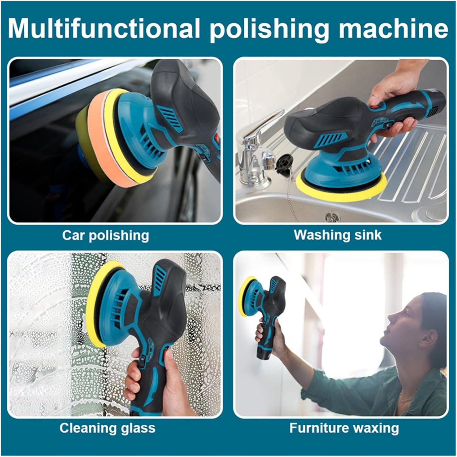 Polishing Machine Orbital Sander Cordless Car Polisher 6 Gears Electric Auto Polishing Cleaning Metal Waxing Wood Sanding Rust Removal Tool for Sanding, Polishing(NO Battery NO Plug)