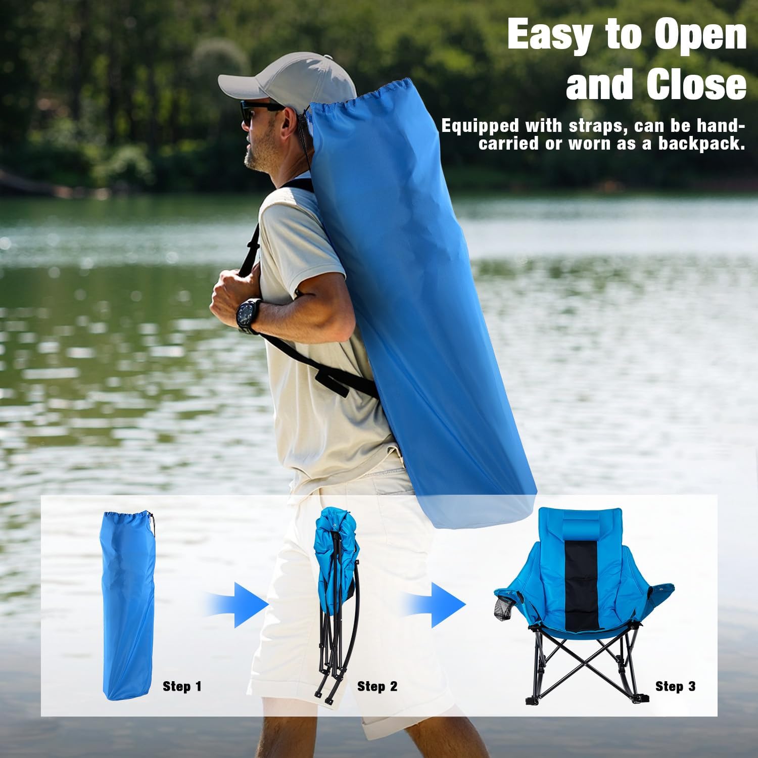 Outdoor Folding Rocking Camping Chair for Adults