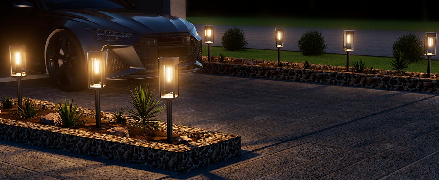 Solar Outdoor Lights,Elegant Solar Pathway Lights Modern Luxury | Easy Installation, Auto On/Off & IP65 Waterproof | For Garden, easiestgardenmakeover,Yard & Driveway, Solar Outdoor Lights, Solar Lights,Outdoor Backyard Light,summergarden