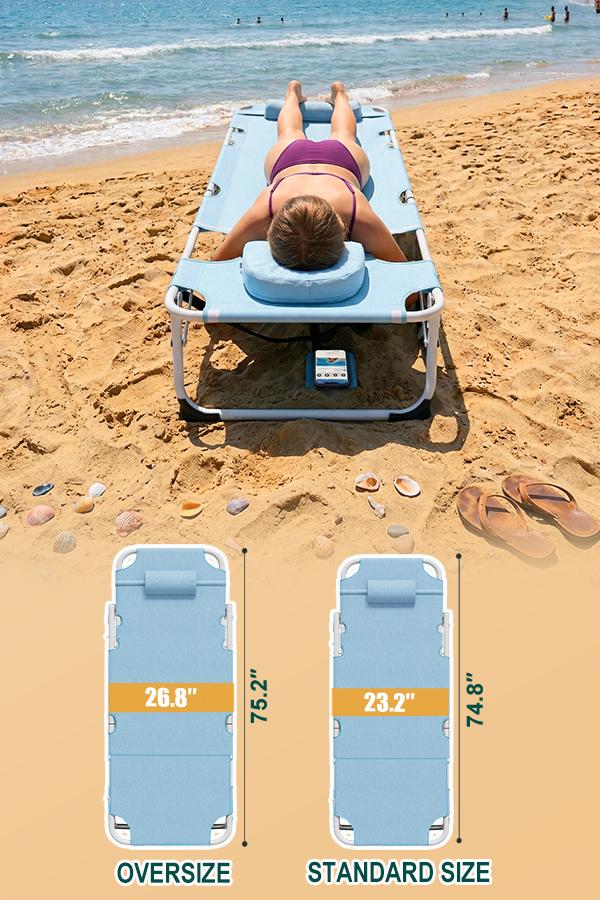 DoCred Sun Tanning Chair with Mat, 3N1 Deluxe Heavy Duty 5-Position Adjustable Beach Chair, Oversized Folding Chaise Poolside Lounge Chair for Indoor, Outdoor Sunbathing, Lawn, Patio, Camping, Beach,summerwins DoCred Sun Tanning Chair with Mat, 3N1 Deluxe Heavy Duty 5-Position Adjustable Beach Chair, Oversized Folding Chaise Poolside Lounge Chair for Indoor, Outdoor Sunbathing, Lawn, Patio, Camping, Beach,summerwins