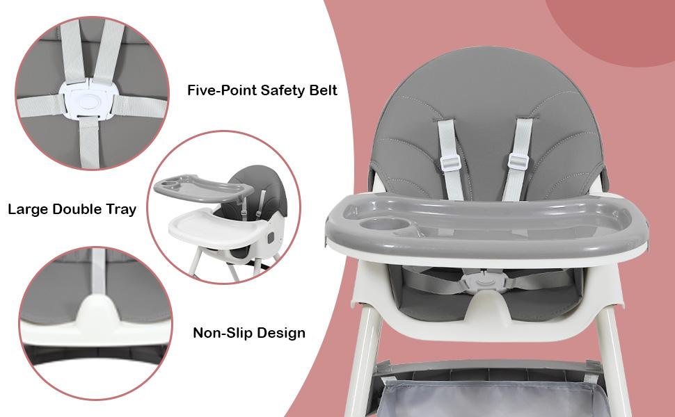 【Mothers Day gift】Baby High Chair 6 in 1 Convertible High Chair with 5-Point Safety Harness, Adjustable Dining Tray, Easy to Clean Surface, Robust Design, #SummerVibes 【Mothers Day gift】Baby High Chair 6 in 1 Convertible High Chair with 5-Point Safety Harness, Adjustable Dining Tray, Easy to Clean Surface, Robust Design, #SummerVibes