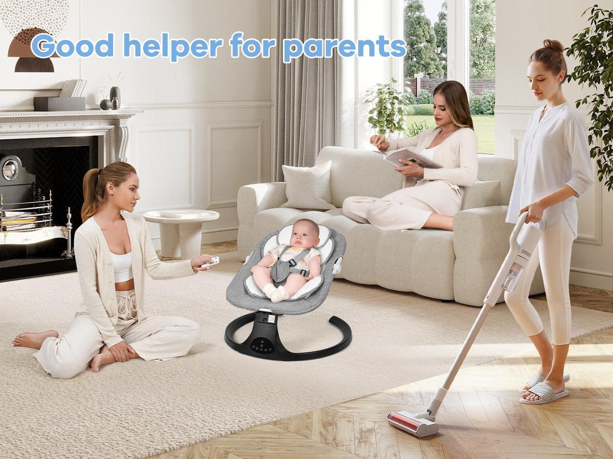 Baby Electric Bouncer, Baby Rocker, Electric swing, 5 Speed & 10 Lullabies, Baby Bassinet, Adapter & Battery Powered, For Indoor Use, Remote Control#DealsForYouDays