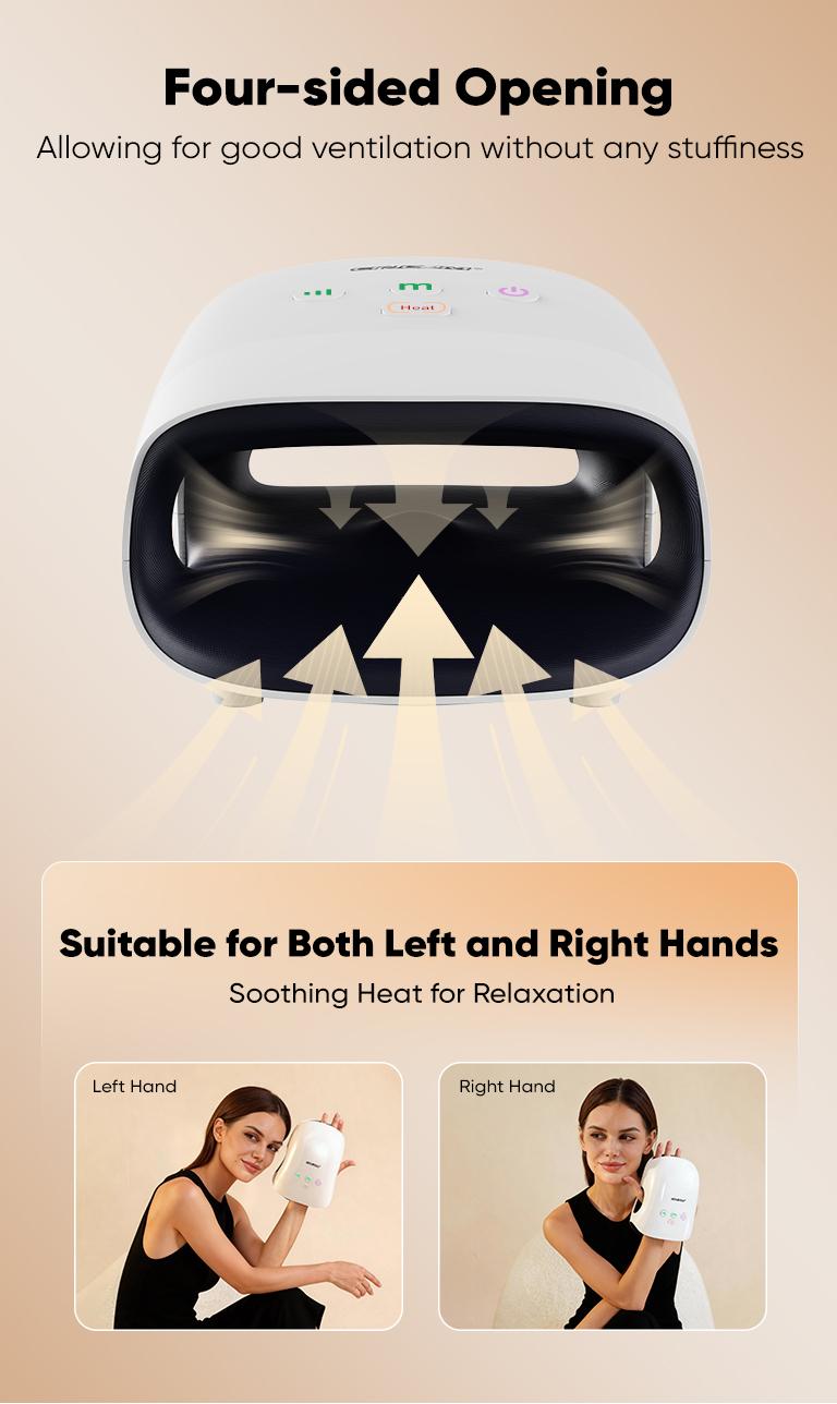 CINCOM Portable Hand Massager, Cordless, Advanced Airwave Technology, Customized Mode & Heating Function, Long-Lasting Battery Life, Auto-Off Feature, Perfect for Daily Relaxation, Comfort, White, Ideal Gift for Christmas & Birthday,summerwins