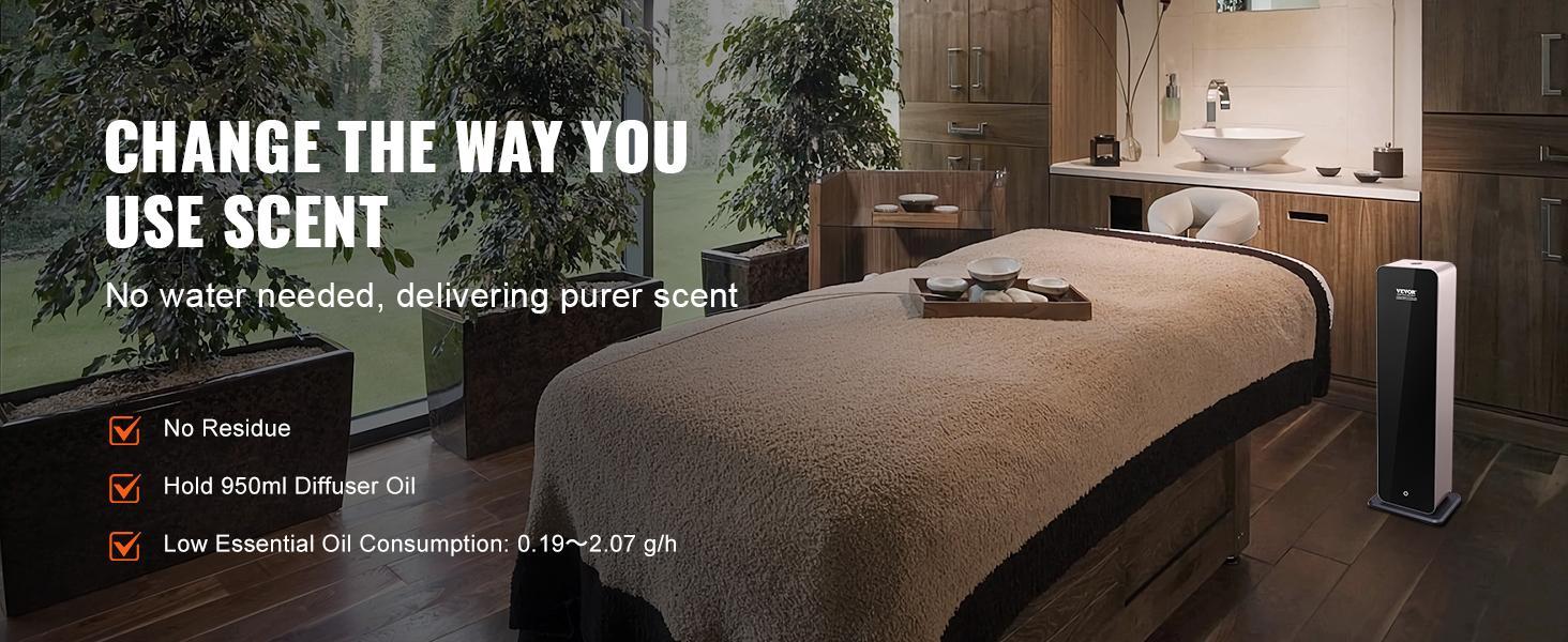 【FathersDayGift】VEVOR Scent Air Machine,  950ml Bluetooth Smart Cold Air Diffuser, 3000sq.ft Waterless Essential Oil Scent Air Diffuser, Floor Standing Aromatherapy Machine for Large Room, Office, No complimentary incense