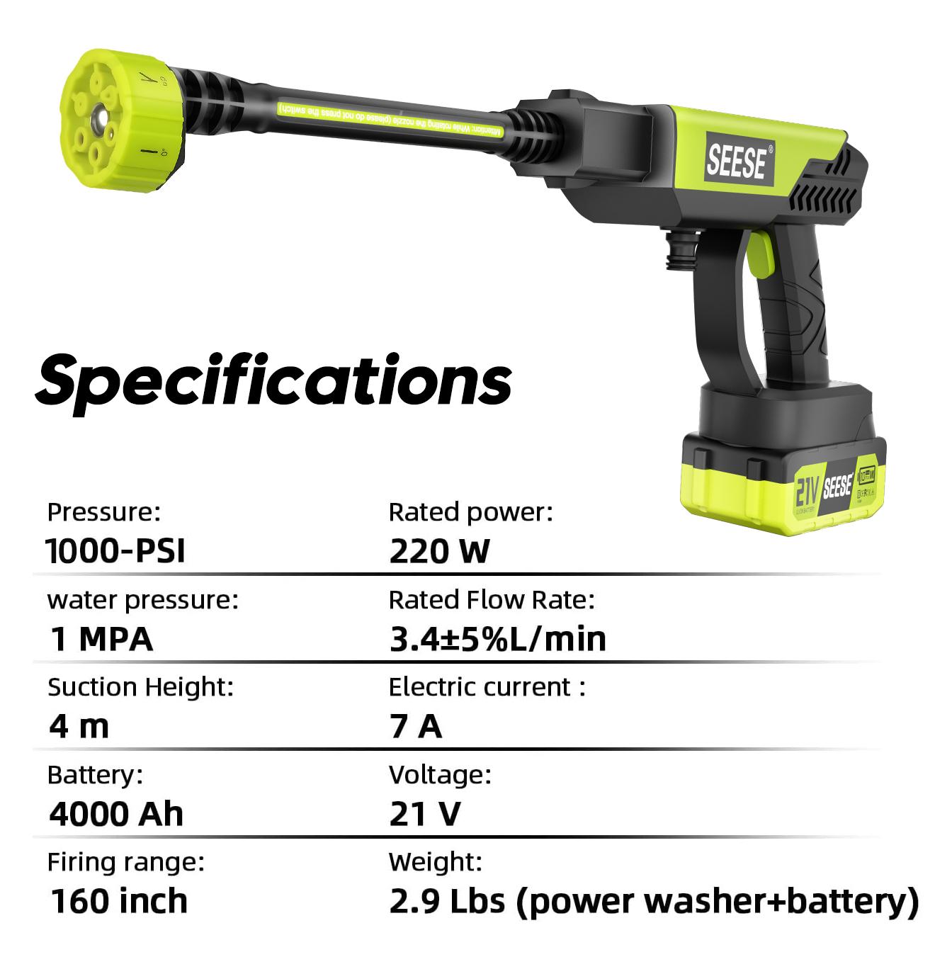 【FathersDayGift】SEESE Cordless Pressure Washer and Single Port Charger Base, Bottle Portable Washer for Car,Home Cleaning & Garden Watering
