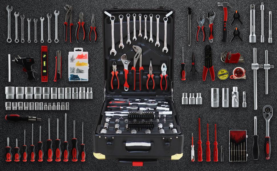 187PCS Large Capacity Metal Hand Toolbox, The Ultimate Home Repair Master Set - Comprehensive Toolbox, With 4 Drawers, General Household Toolkit, Simple And Durable, Auto Repair Repair Tools, No Assembly Required#fathersdaygift