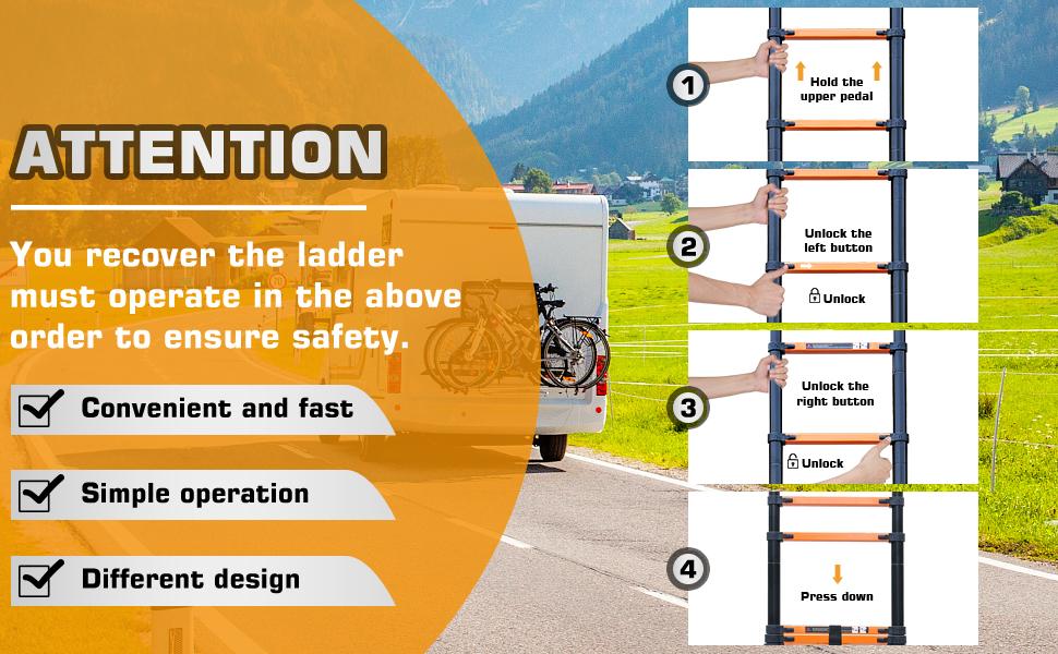 【DealsForyouDavs】Telescopic ladder 20.3/23ft Aluminum extension ladder, Heavy Duty 330lbs Max Capacity,with 2 Triangle Stabilizers, Multi-Purpose Collapsible Ladder,TikTokShopBlackFriday