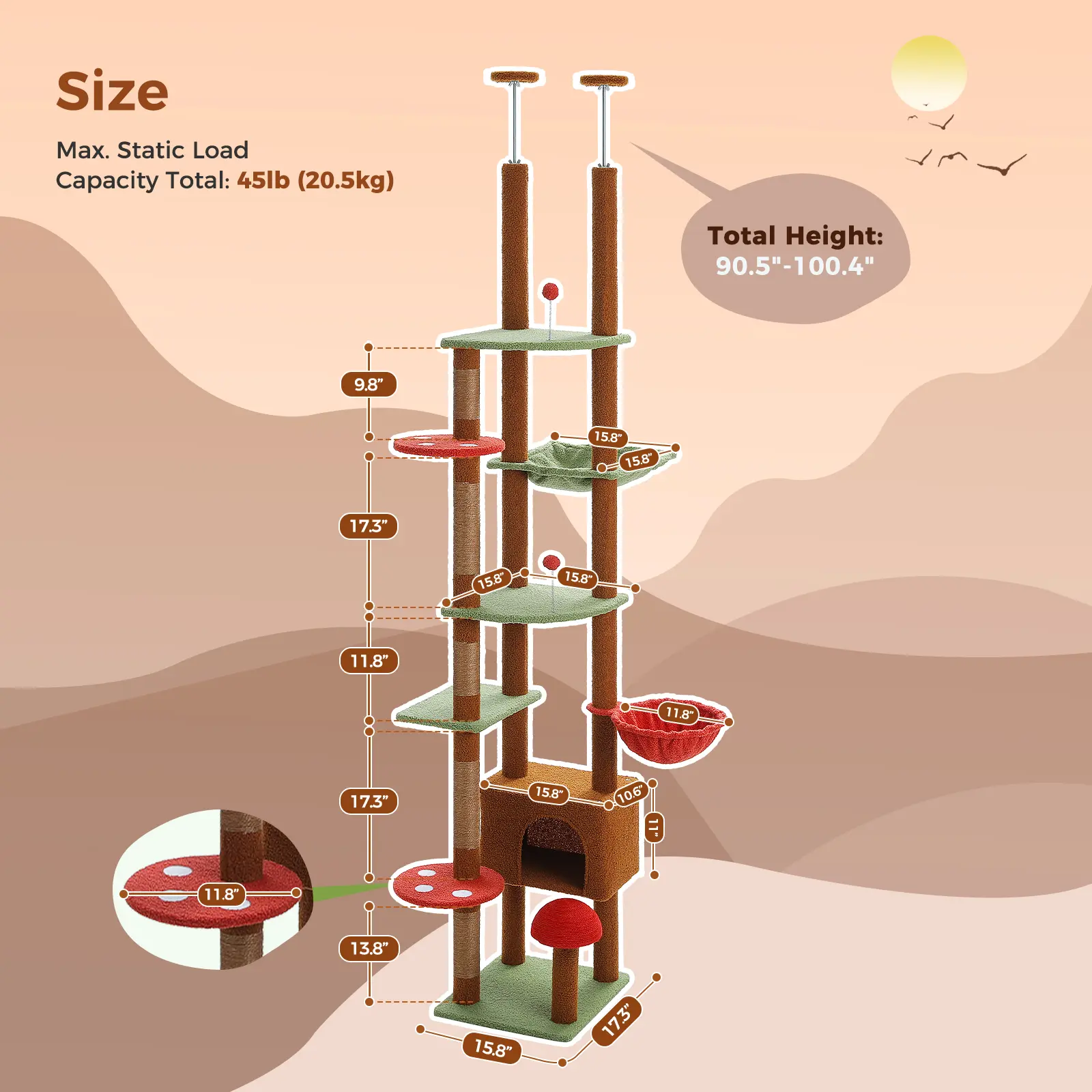 SpaceSaver™ Floor-to-Ceiling Cat Tower