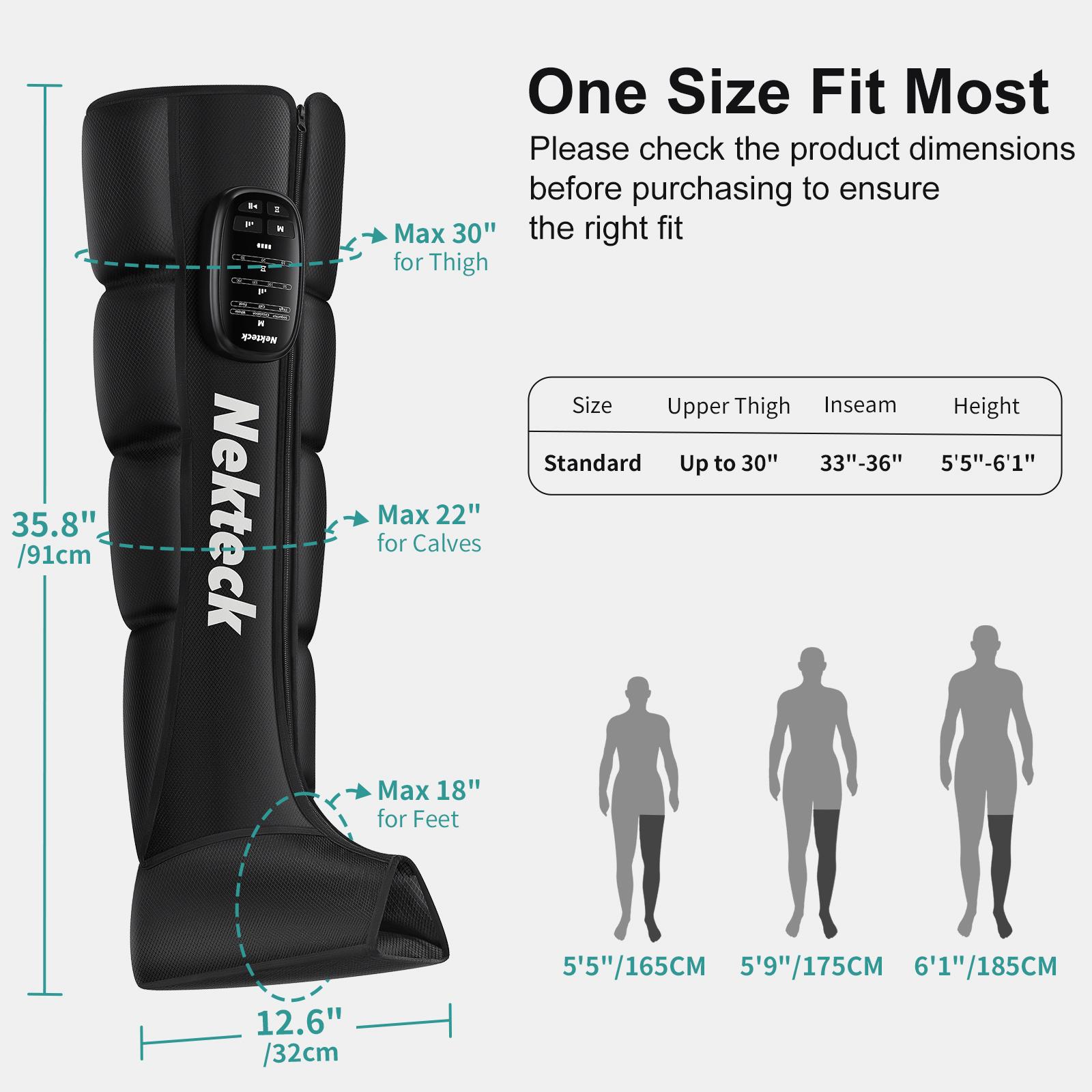Nekteck Cordless Leg Massager Recovery System (Single Leg Only), Air Compression Massage, Full Leg Boots for Circulation and Pain Relief Comfort Daily