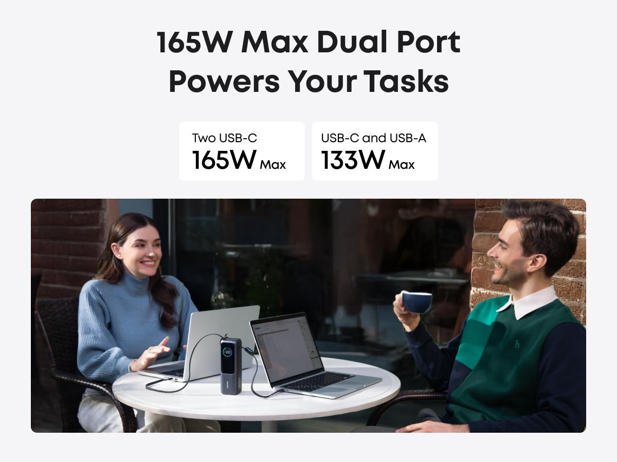 #SummerVibes Anker Portable Laptop Power Bank with Built-In Cables, 25,000mAh High-Capacity Battery, Fast Charging for 4 Devices, Ideal for Office and Trips, Compatible with iPhone 17/16, MacBook, Galaxy, and More summervibes