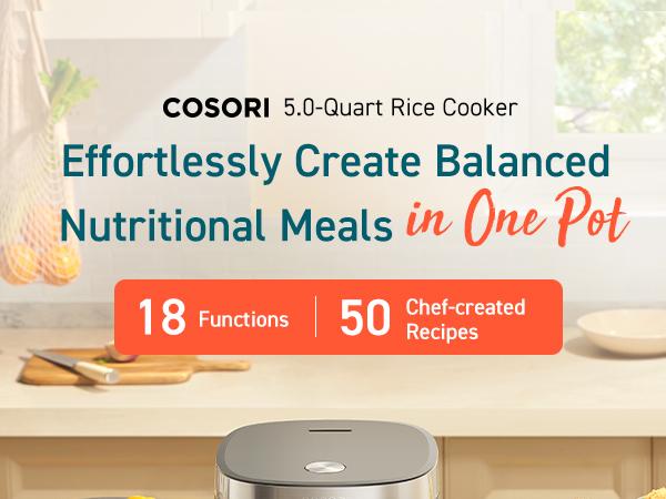 COSORI 18-in-1 Multifunction Rice Cooker - 5-Qt Electric Programmable Slow Cooker with Steam, 24H Warm, Fuzzy Logic, Nonstick Pot & 50 Recipes, Kitchen Appliance SummerWins