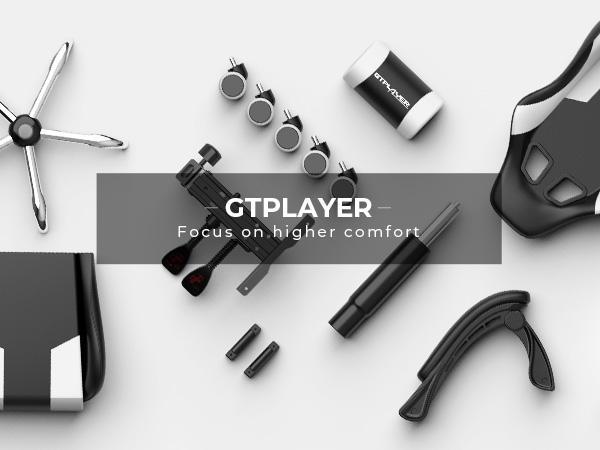 GTPLAYER PU Leather Computer Gaming Chair - Ergonomic 360° Swivel Office & Man Cave Furniture with Padded Arms, Footrest, Lumbar Support, Headrest, Height Adjustment (Pearl White)