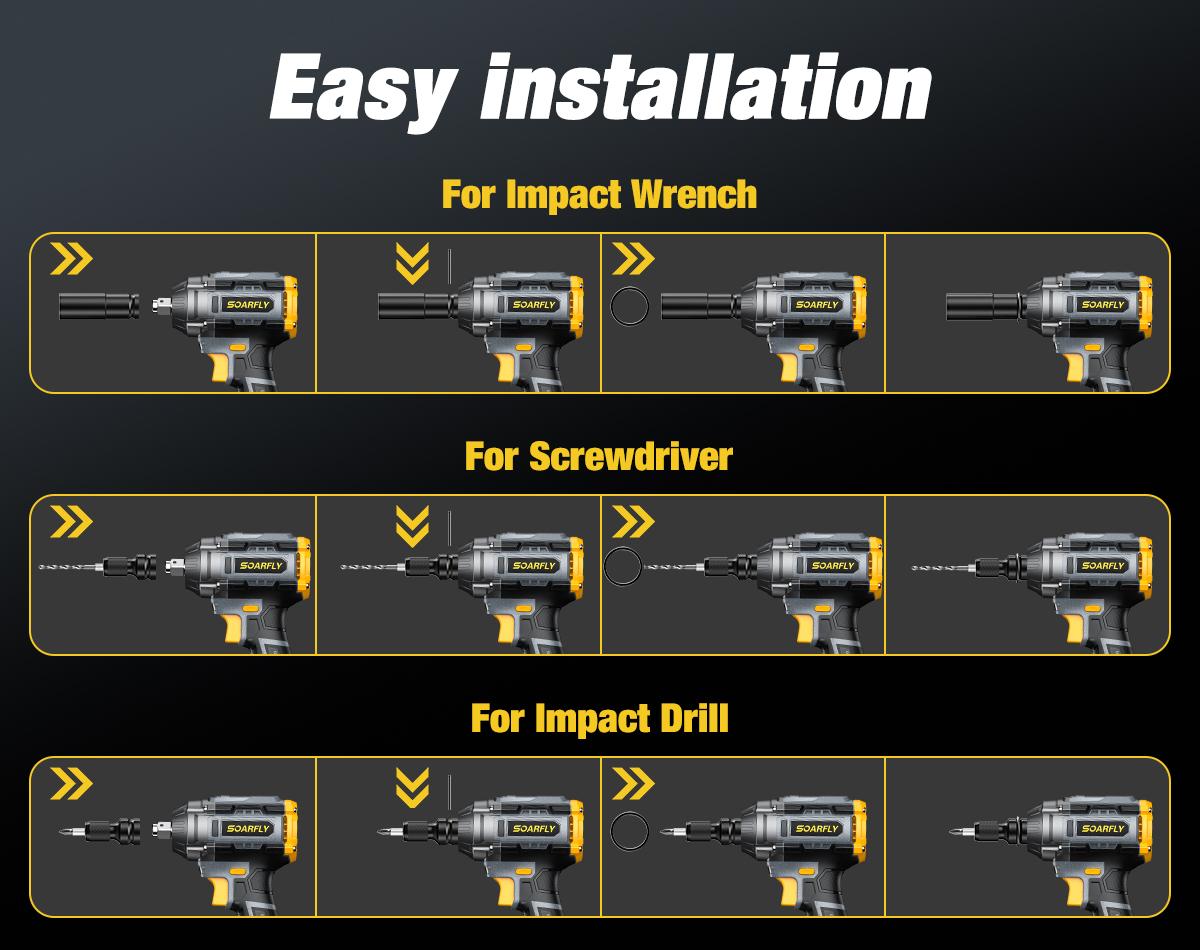 【Father's Day Gift】SOARFLY 680NM Impact Wrench, 2x 4.0Ah Batteries, Fast Charger, 6 Screwdriver Bit, 8 Drill Bit, 6 Sockets, For Car, Trucks