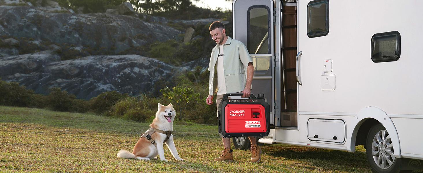 PowerSmart 3600 Watt Quiet Portable Inverter Generator,Summervibes,Fathersdaygift,RV Ready 30A Outlet,Parallel Capable,Emergency Use Camping, EPA Compliant,Hurricane, Emergency,Safe & Long-lasting usage,All Season(DB5035)