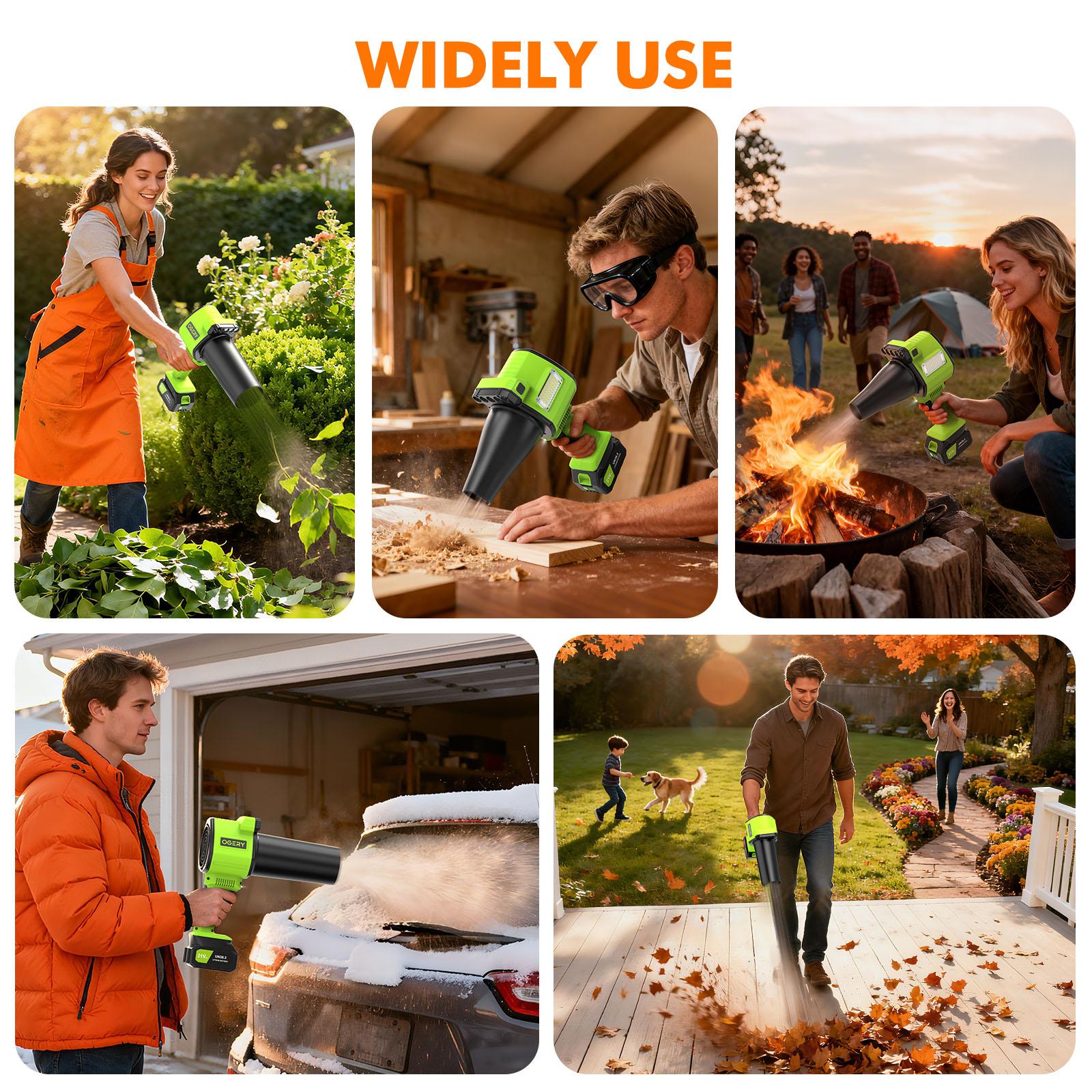 OGERY Updated Leaf Blower Cordless with Lights, 21V Powerful Electric Leaf Blowers with 2 x 3.0Ah Batteries & Charger, 700CFM 140MPH 900G Wind Pressure Lightweight Handheld Blower for Lawn Care Yard Garden summerwins OGERY Updated Leaf Blower Cordless with Lights, 21V Powerful Electric Leaf Blowers with 2 x 3.0Ah Batteries & Charger, 700CFM 140MPH 900G Wind Pressure Lightweight Handheld Blower for Lawn Care Yard Garden summerwins