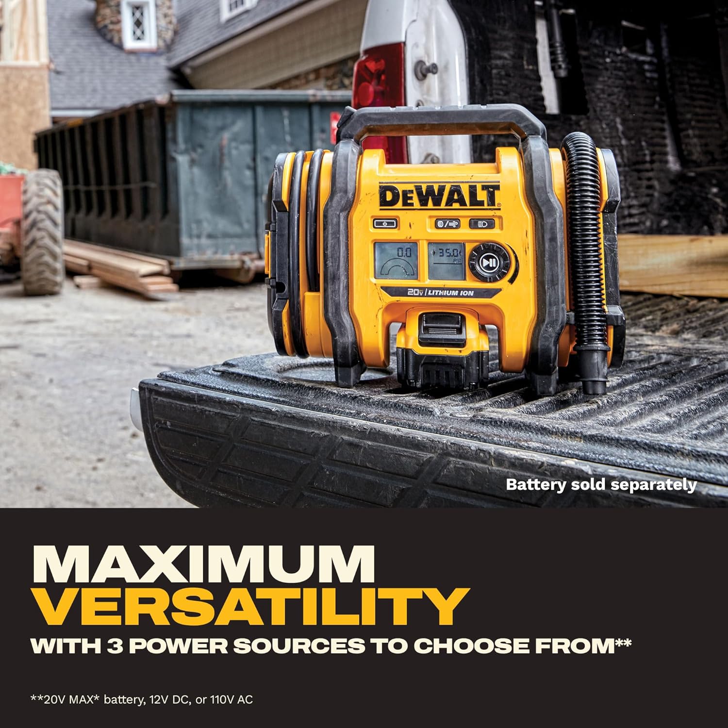Tire Inflator Portable Air Compressor 20V MAX, Car Air Pump with Automatic Shut Off, LED Light, Tool Only 